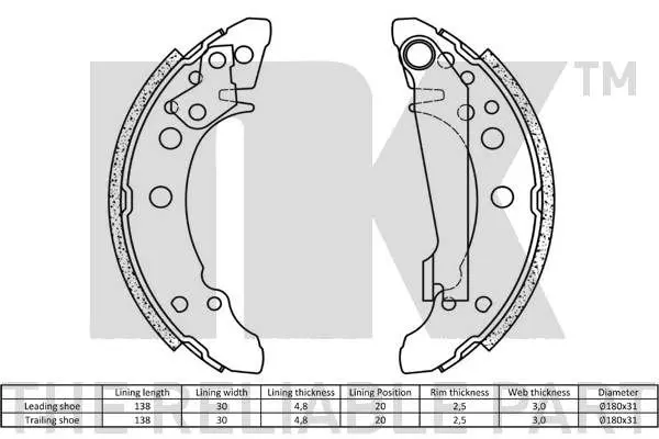 Handler.Part Brake shoe set NK 2747340 2