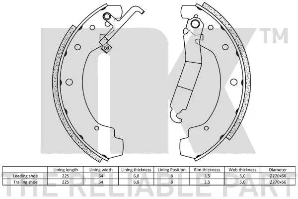 Handler.Part Brake shoe set NK 2747368 2