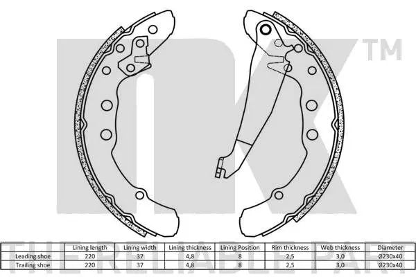 Handler.Part Brake shoe set NK 2747530 2