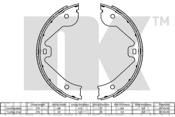 Handler.Part Brake shoe set, parking brake NK 2747723 2