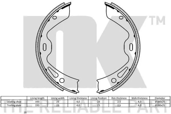 Handler.Part Brake shoe set, parking brake NK 2747865 2