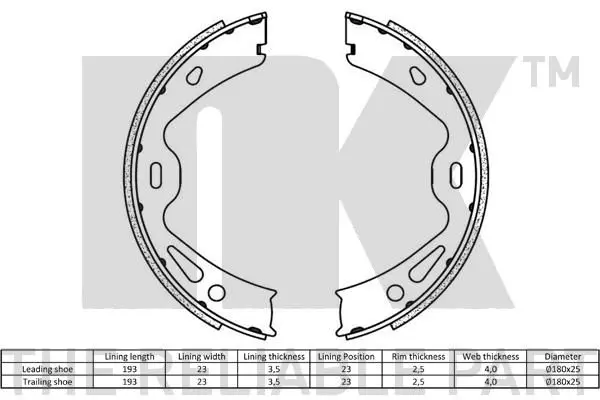 Handler.Part Brake shoe set, parking brake NK 2747866 2