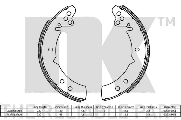 Handler.Part Brake shoe set NK 2748244 2