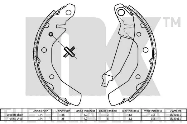 Handler.Part Brake shoe set NK 2750610 2