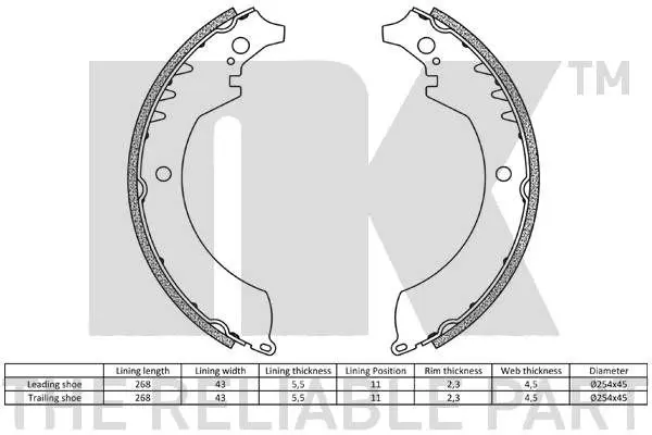 Handler.Part Brake shoe set NK 2751419 2