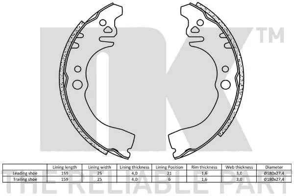 Handler.Part Brake shoe set NK 2751497 2