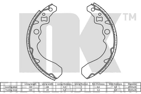 Handler.Part Brake shoe set NK 2751503 2