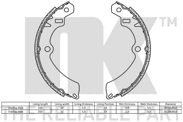 Handler.Part Brake shoe set NK 2752511 2