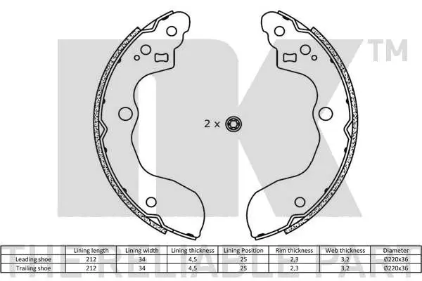 Handler.Part Brake shoe set NK 2752821 2