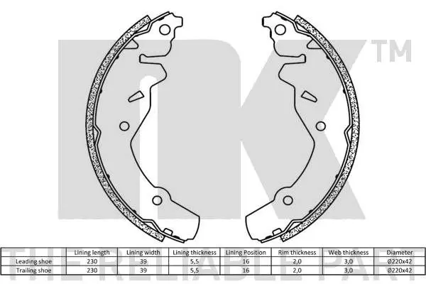 Handler.Part Brake shoe set, parking brake NK 2793667 2