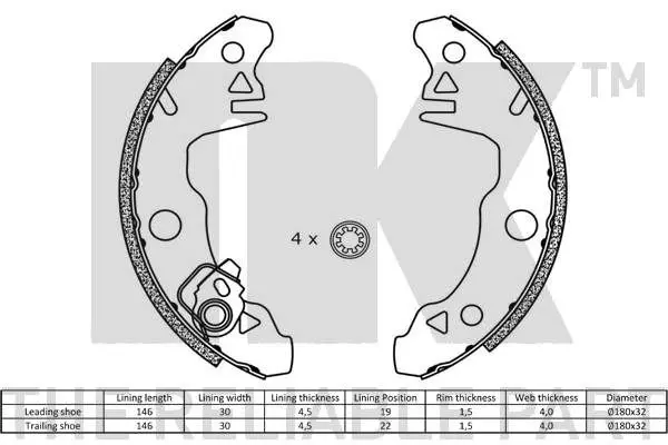 Handler.Part Brake shoe set NK 2799269 2