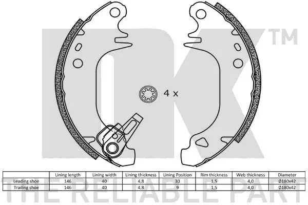 Handler.Part Brake shoe set NK 2799372 2