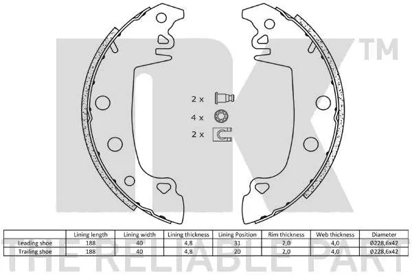 Handler.Part Brake shoe set NK 2799490 2