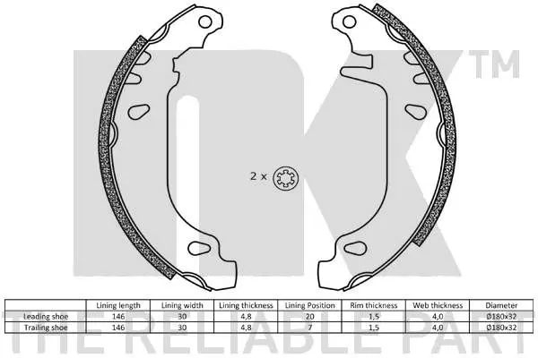 Handler.Part Brake shoe set NK 2799545 2