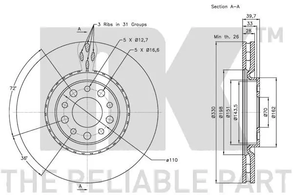 Handler.Part Brake disc NK 311023 3