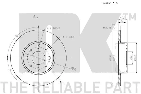 Handler.Part Brake disc NK 311028 3