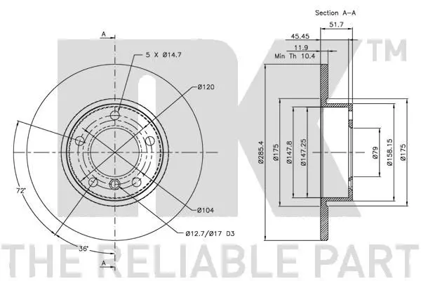 Handler.Part Brake disc NK 311524 3