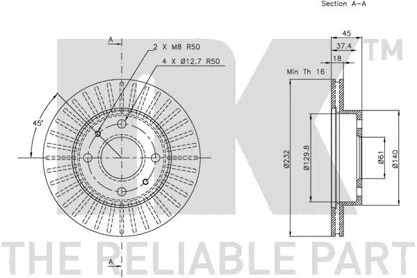 Handler.Part Brake disc NK 312244 3