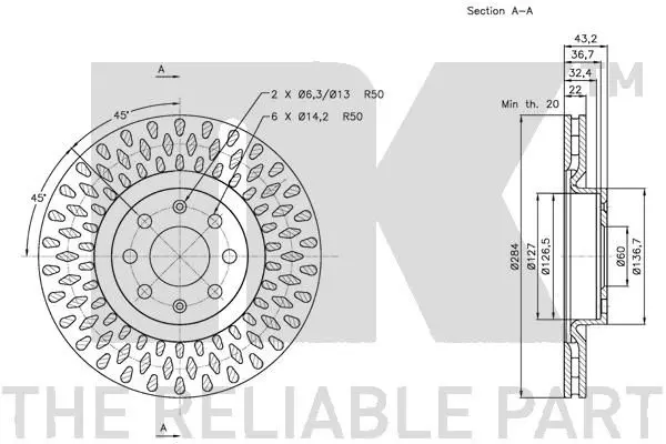 Handler.Part Brake disc NK 312350 3