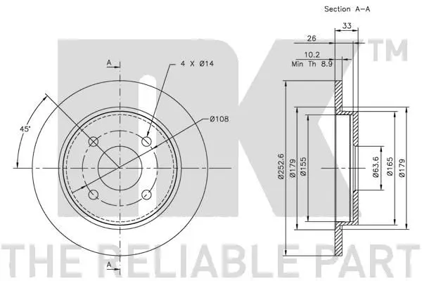 Handler.Part Brake disc NK 312536 3