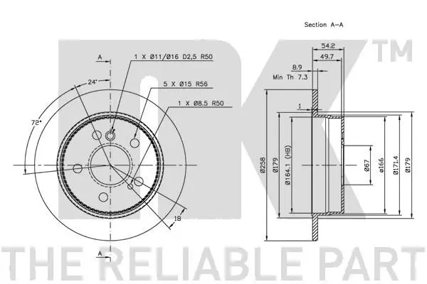 Handler.Part Brake disc NK 313307 3