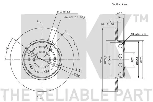 Handler.Part Brake disc NK 313316 3