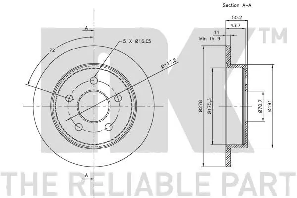 Handler.Part Brake disc NK 313636 3