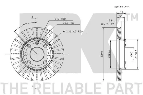 Handler.Part Brake disc NK 313640 3