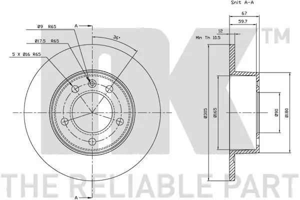 Handler.Part Brake disc NK 313643 3