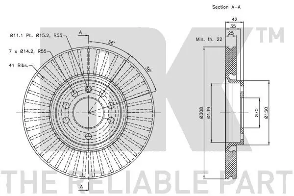 Handler.Part Brake disc NK 313654 3