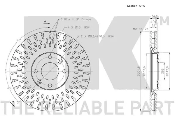 Handler.Part Brake disc NK 313737 3