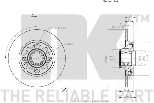 Handler.Part Brake disc NK 313738 3