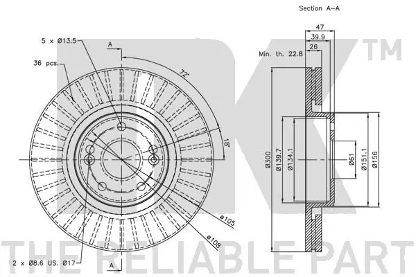 Handler.Part Brake disc NK 313932 3