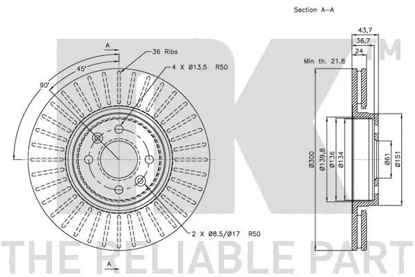 Handler.Part Brake disc NK 313947 3