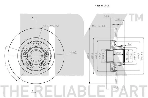 Handler.Part Brake disc NK 313975 3