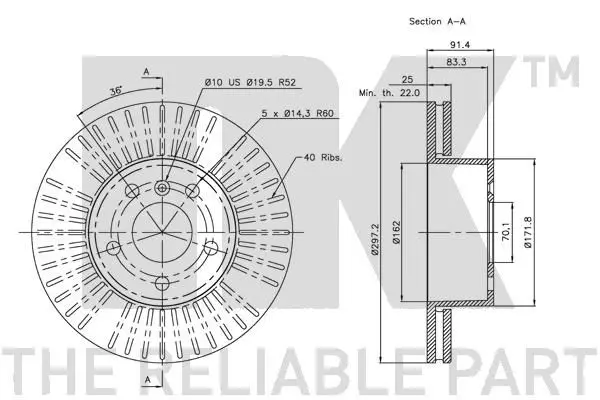 Handler.Part Brake disc NK 314022 3