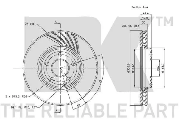 Handler.Part Brake disc NK 343386 3