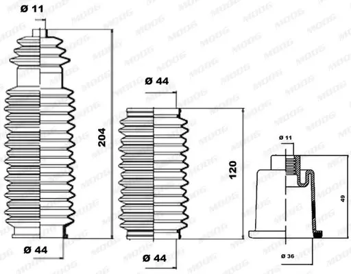 Handler.Part Bellow set, steering MOOG K150043 2