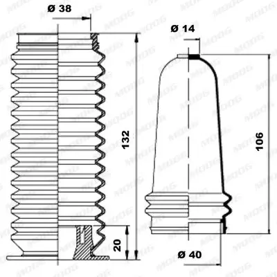 Handler.Part Bellow set, steering MOOG K150059 2