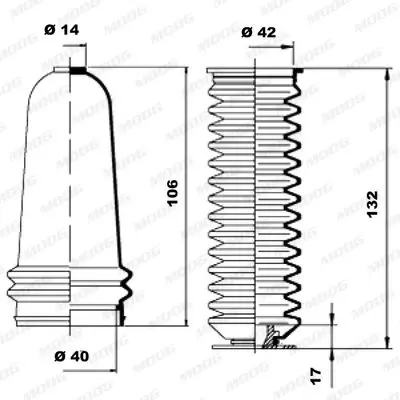 Handler.Part Bellow set, steering MOOG K150123 2