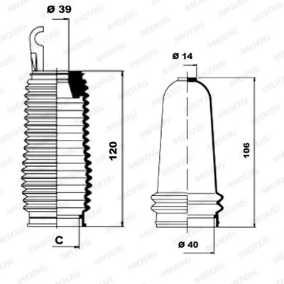 Handler.Part Bellow set, steering MOOG K150129 2