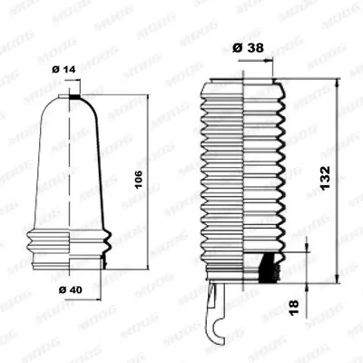 Handler.Part Bellow set, steering MOOG K150152 2