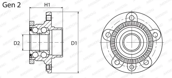 Handler.Part Wheel bearing kit MOOG VOWB11022 2