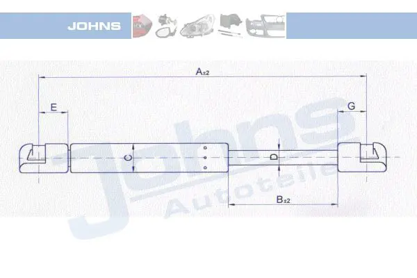 Handler.Part Gas spring, boot-/cargo area JOHNS 23049591 1