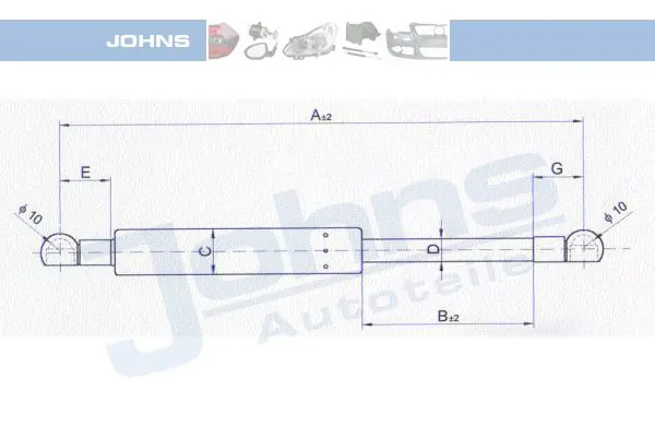 Handler.Part Gas spring, boot-/cargo area JOHNS 23149595 1