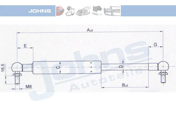 Handler.Part Gas spring, boot-/cargo area JOHNS 27289595 1