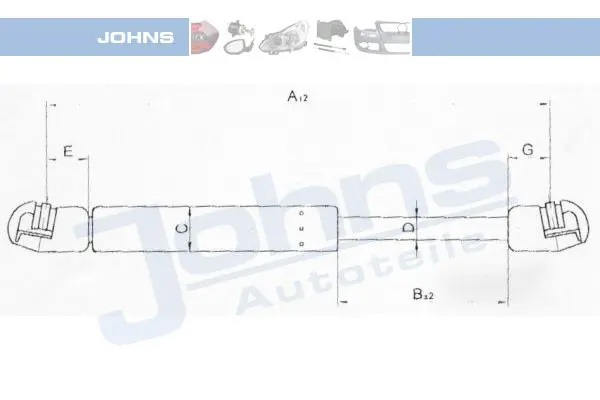 Handler.Part Gas spring, boot-/cargo area JOHNS 55059593 1