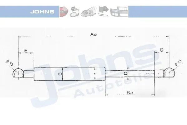 Handler.Part Gas spring, boot-/cargo area JOHNS 55539592 1