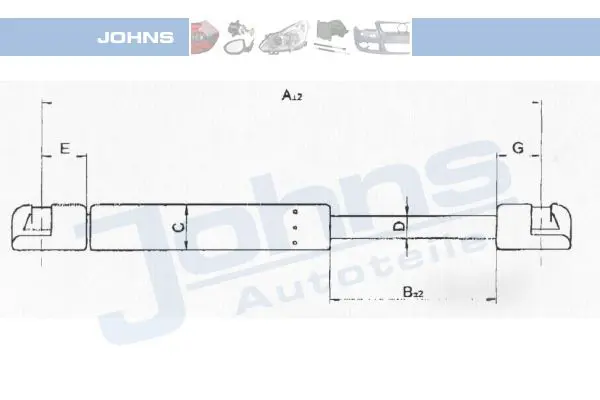 Handler.Part Gas spring, boot-/cargo area JOHNS 60199593 1