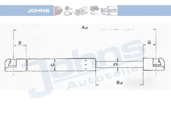 Handler.Part Gas spring, boot-/cargo area JOHNS 60199594 1